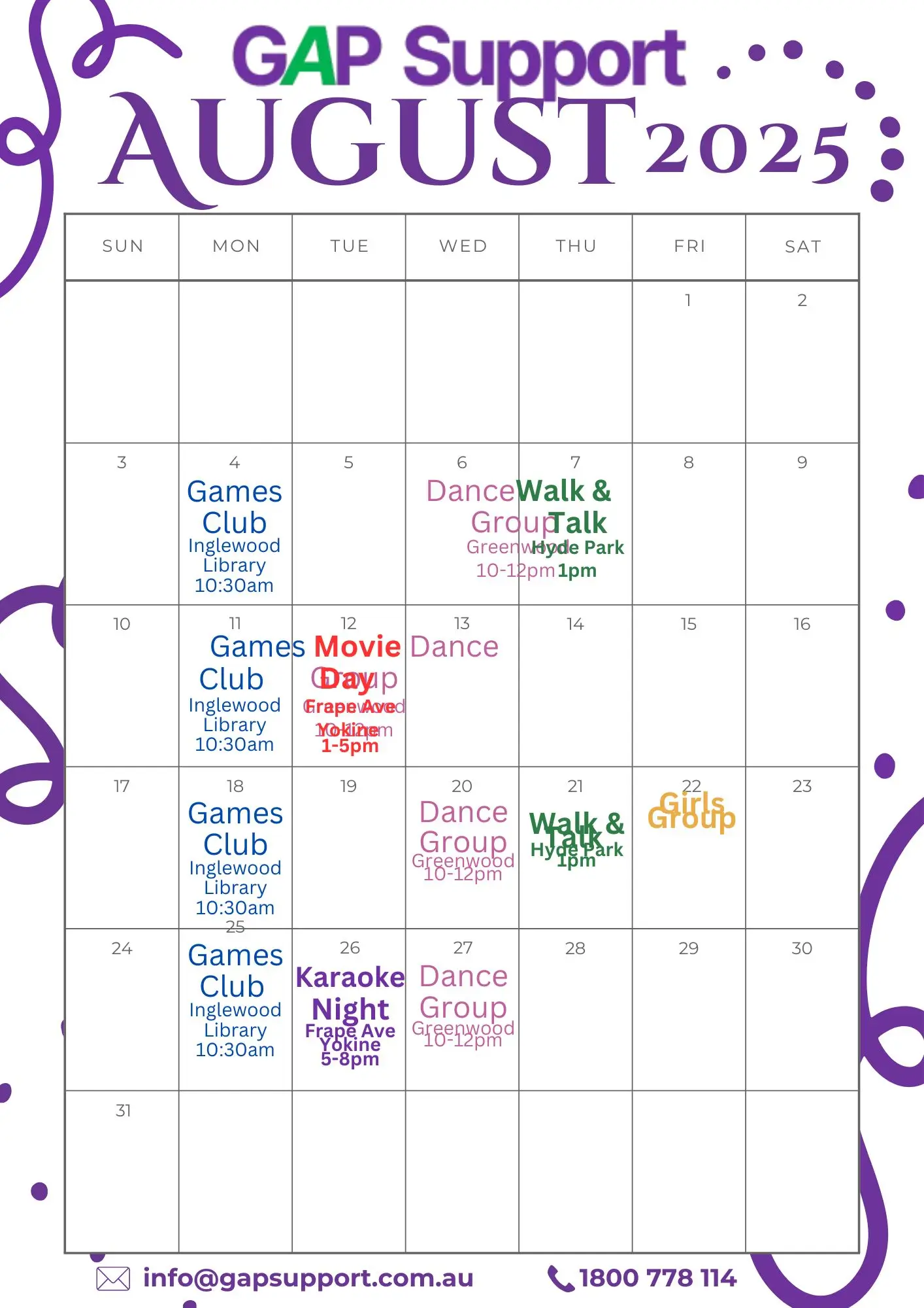 August Calendar August Calendar